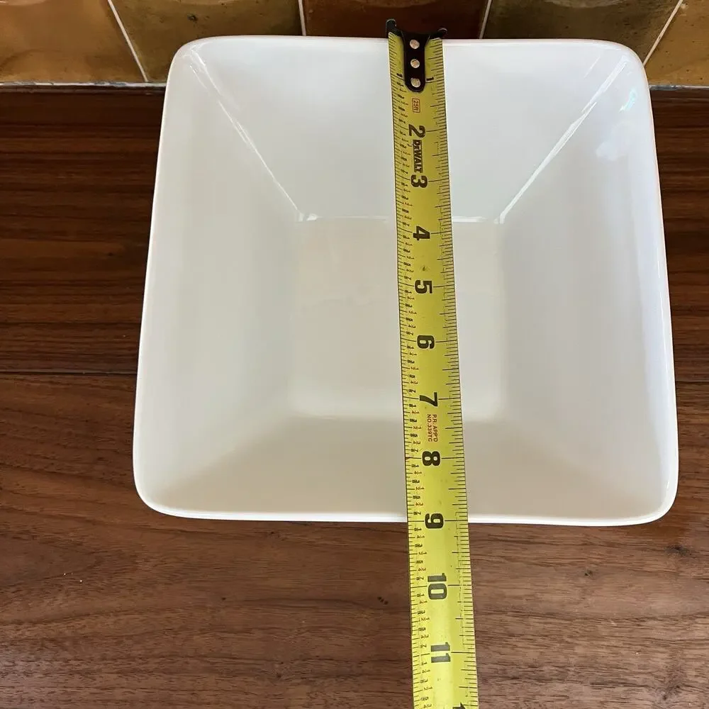World Market Square White Porcelain Serving Bowl 9